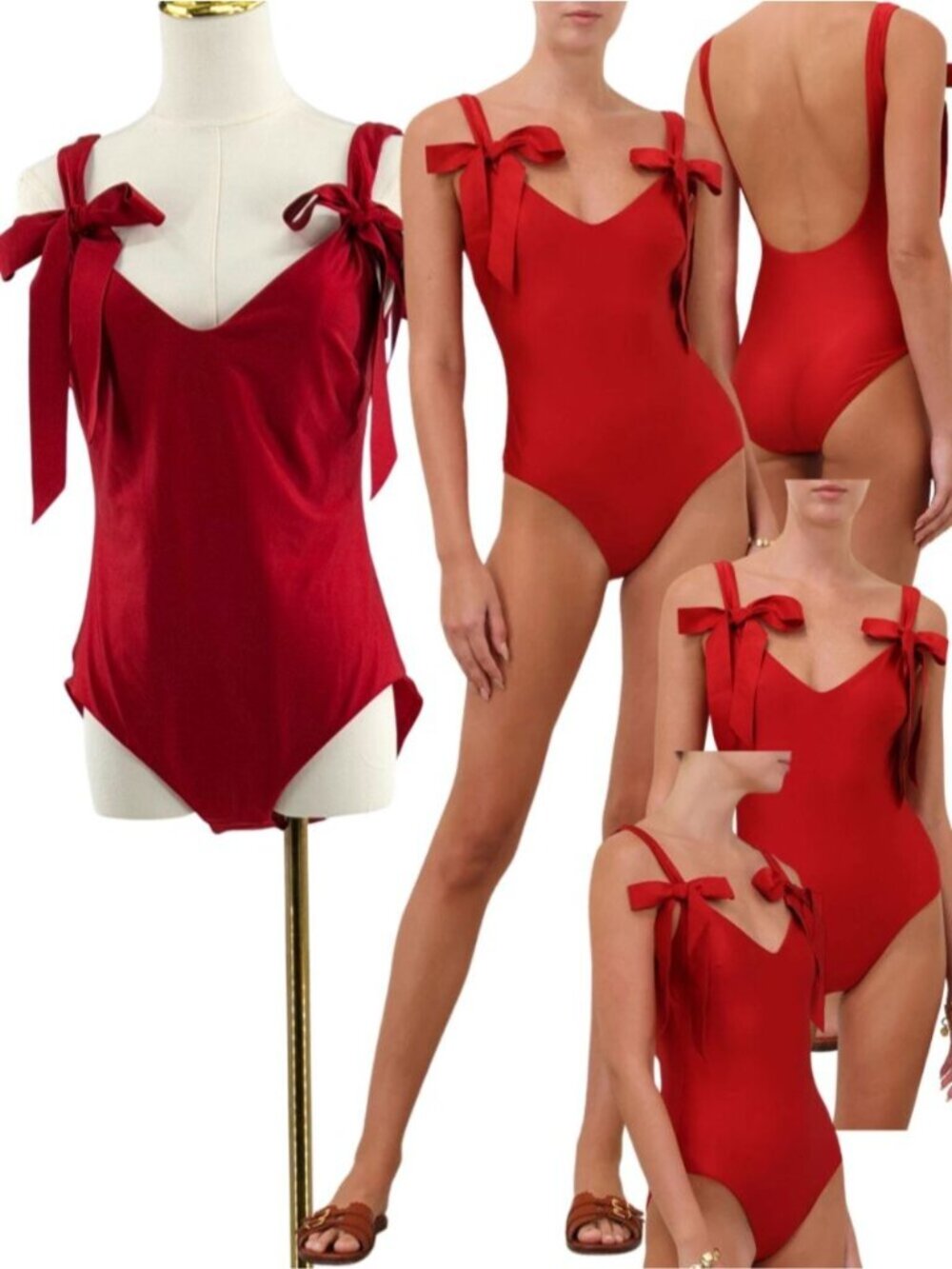 🆕 ZIMMERMANN 🧿 NWT Patience Bow Tie 1PC Swimsuit, Dark Red - Sz 3 US 10